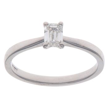 Platinum 0.46ct Emerald Cut Lab Grown Diamond Solitaire Ring