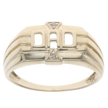 9ct Yellow Gold 0.02ct Diamond Line Patterned Dad Ring