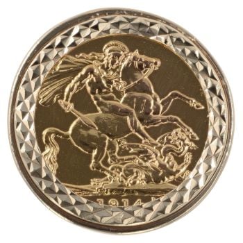9ct Yellow Gold 1914 George V Full Sovereign Coin Ring