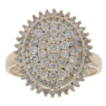 9ct Yellow Gold 1.00ct Brilliant Cut Diamond Cluster Ring