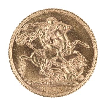 1915 George V Large Head UK Full Sovereign Coin