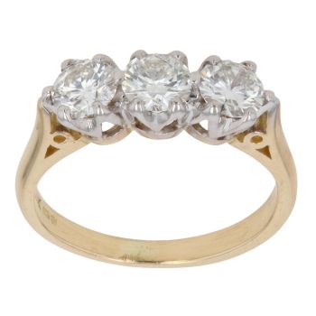 18ct Yellow Gold 1.15ct Brilliant Cut Diamond Trilogy Ring