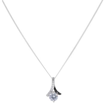 Silver Cubic Zirconia Twisted Ribbon Pendant And Chain 18" By Icesia