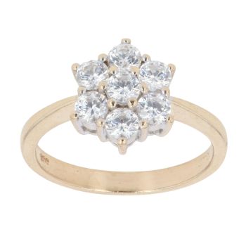 14ct Yellow Gold Cubic Zirconia Cluster Ring