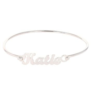 Silver Personalised Script Nameplate Bangle