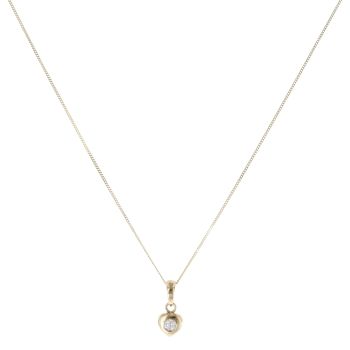 9ct Yellow Gold 0.10ct Diamond Heart Pendant and Chain 18"