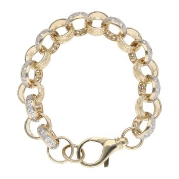 9ct Yellow Gold Cubic Zirconia Belcher Bracelet 8.5"