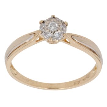 18ct Yellow Gold 0.15ct Diamond Cluster Ring