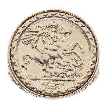 9ct Yellow Gold St George Coin Ring