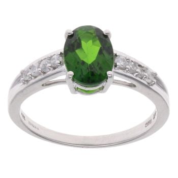 9ct White Gold Diopside And Cubic Zirconia Dress Ring