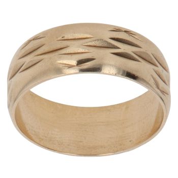 9ct Yellow Gold Patterned Wedding Band 6mm