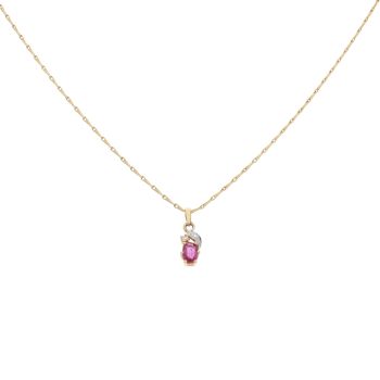 18ct Yellow Gold 0.02ct Diamond And Ruby Pendant And Chain 18"