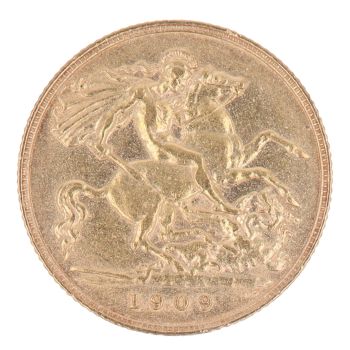 1909 Edward VII Large Head UK Half Sovereign Coin