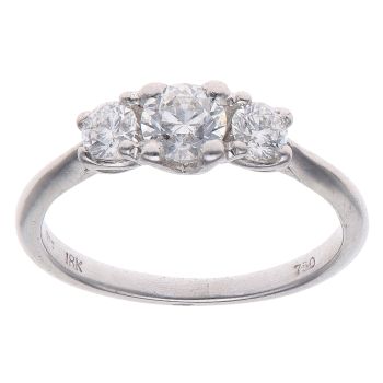 18ct White Gold 0.55ct Brilliant Cut Diamond Trilogy Ring
