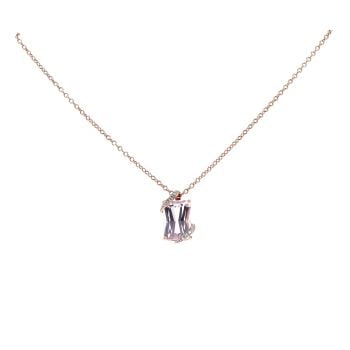 9ct Rose Gold 0.10ct Diamond and Pink Gemstone Pendant and Chain