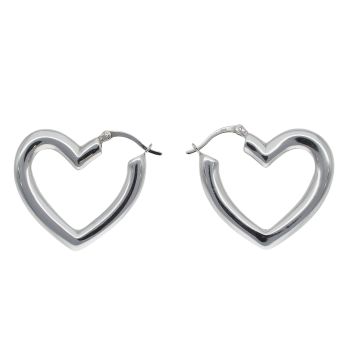 Silver Heart Hoop Earrings By Icesia