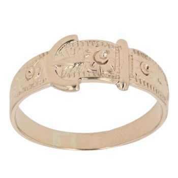 9ct Yellow Gold Patterned Buckle Ring