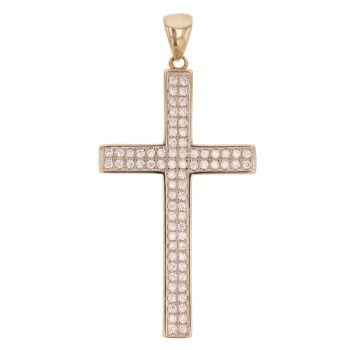 9ct Yellow Gold Cubic Zirconia Cross Pendant
