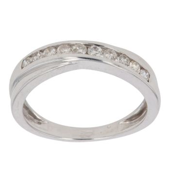 9ct White Gold 0.25ct Brilliant Cut Diamond Crossover Ring