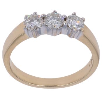 18ct Yellow Gold 0.75ct Brilliant Cut Diamond Trilogy Ring