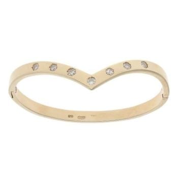 9ct Yellow Gold 0.50ct Brilliant Cut Diamond Wishbone Bangle