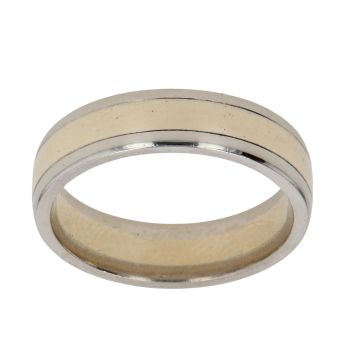 9ct Yellow and White Gold Plain Wedding Band 4.8mm