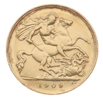 1909 Edward VII Large Head UK Half Sovereign Coin