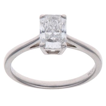9ct White Gold 1.00ct Radiant Cut Lab Grown Diamond Solitaire Ring