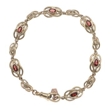 9ct Yellow and Rose Gold Clogau 0.05ct Diamond and Garnet Bracelet 7"