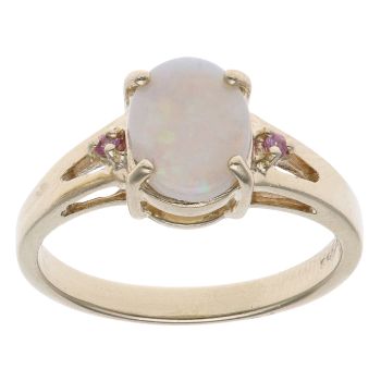 9ct Yellow Gold Ruby and Opal Ring