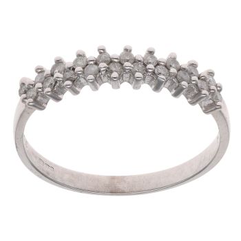 9ct White Gold 0.20ct Brilliant Cut Diamond Two Row Ring