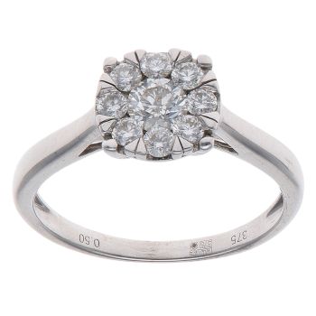 9ct White Gold 0.50ct Brilliant Cut Diamond Solitaire Ring