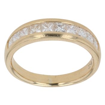 18ct Yellow Gold 1.00ct Princess Cut Diamond Half Eternity Ring