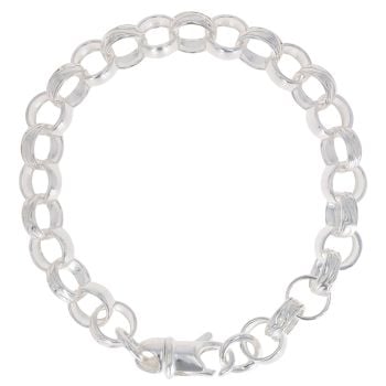 Silver Patterned and Plain Belcher Bracelet 9" By icesia