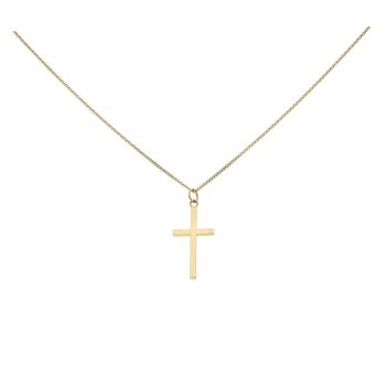 18ct Yellow Gold Cross Pendant and Chain 18"