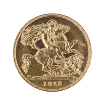 1912 George V Large Head UK Half Sovereign Coin