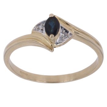 14ct Yellow Gold 0.05ct Diamond and Sapphire Single Stone Ring