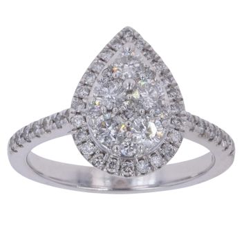 18ct White Gold 0.75ct Brilliant Cut Diamond Cluster Ring