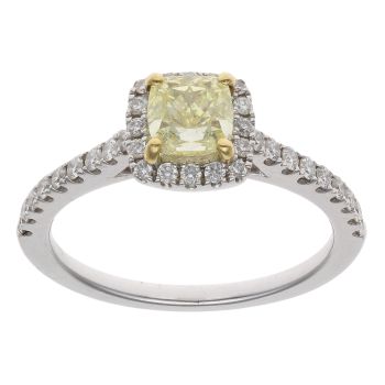 18ct White Gold 1.10ct Yellow Princess Cut Diamond Cluster Ring