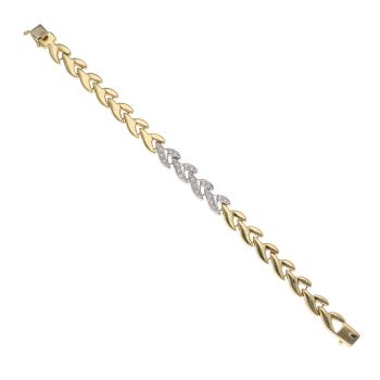 18ct Yellow Gold 0.20ct Brilliant Cut Diamond Fancy Bracelet 7"