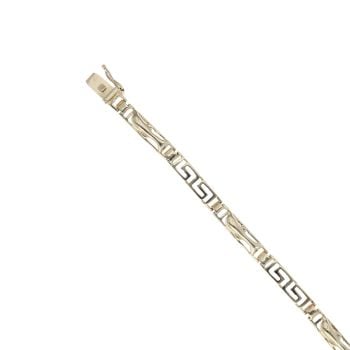 9ct Yellow Gold Greek Key and Dolphin Bracelet 7.5"