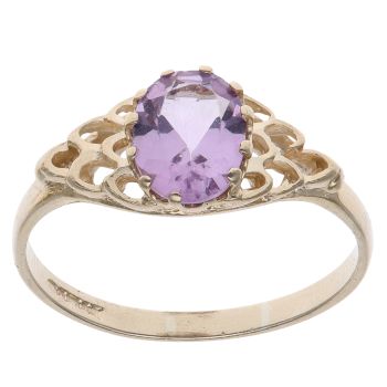 9ct Yellow Gold Amethyst Solitaire Ring