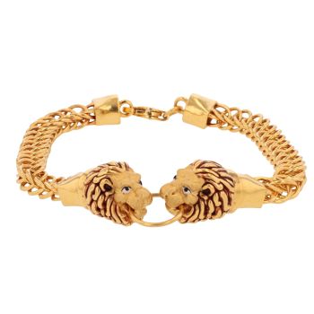 22ct Yellow Gold Duo Lion Bracelet 8"