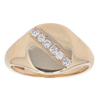 9ct Yellow Gold 0.24ct Diamond Signet Ring