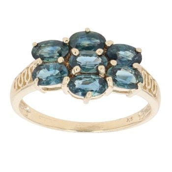 9ct Yellow Gold Blue Gemstone Cluster Ring