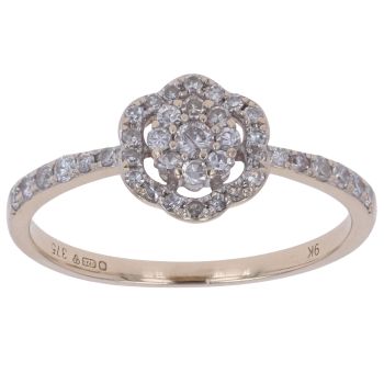 9ct Yellow Gold 0.35ct Brilliant Cut Diamond Cluster Ring
