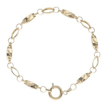14ct Yellow Gold Greek Key Oval Link Fancy Bracelet 8"