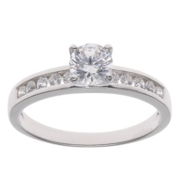 Silver Cubic Zirconia Single Stone Ring By Icesia