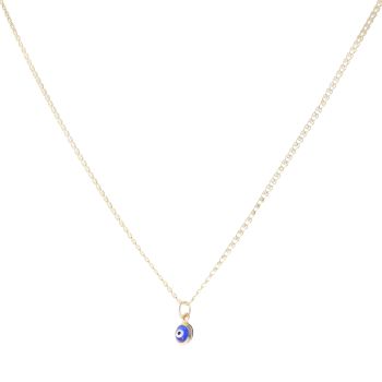 14ct Yellow Gold Children's Blue Eye Pendant And Chain 14"