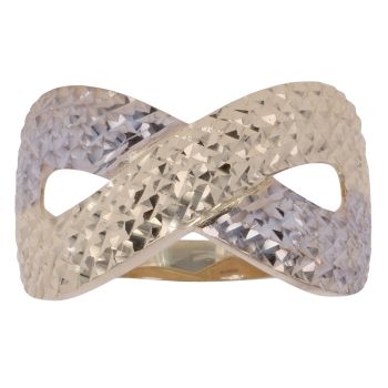 14ct Yellow and White Gold Diamond Cut Infinity Fancy Ring